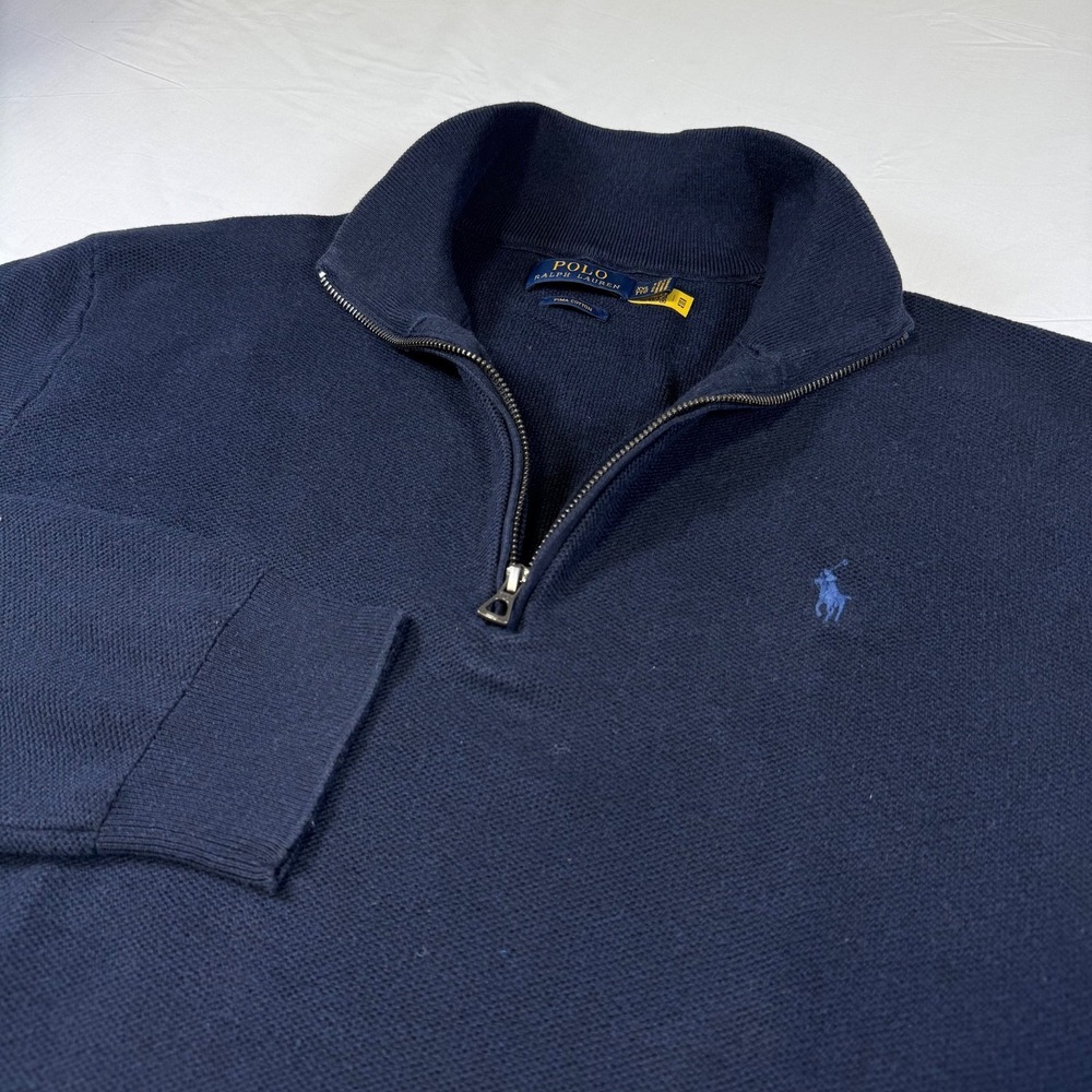 Polo Ralph Lauren 1/4 Zip Sweater Men's Size XXL Pima Cotton Navy Blue